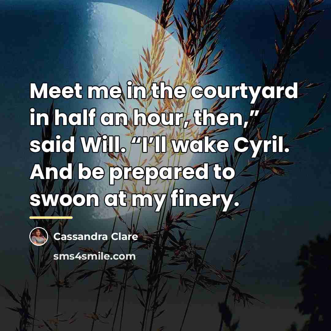 “Meet me in the courtyard in half an hour, then,”…” quote by Cassandra Clare
