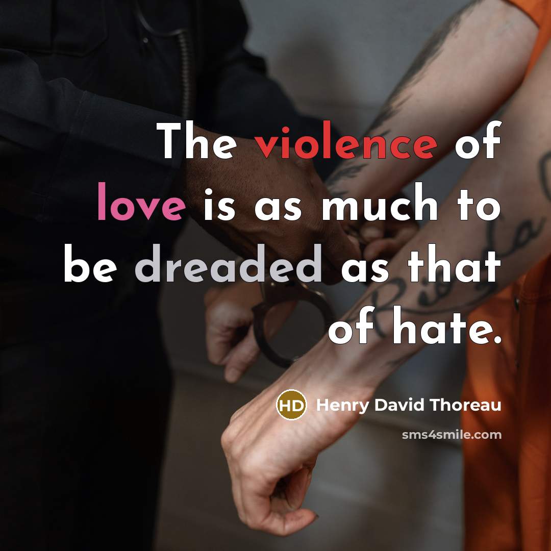 “The violence of love is as much to be dreaded…” quote by Henry David Thoreau