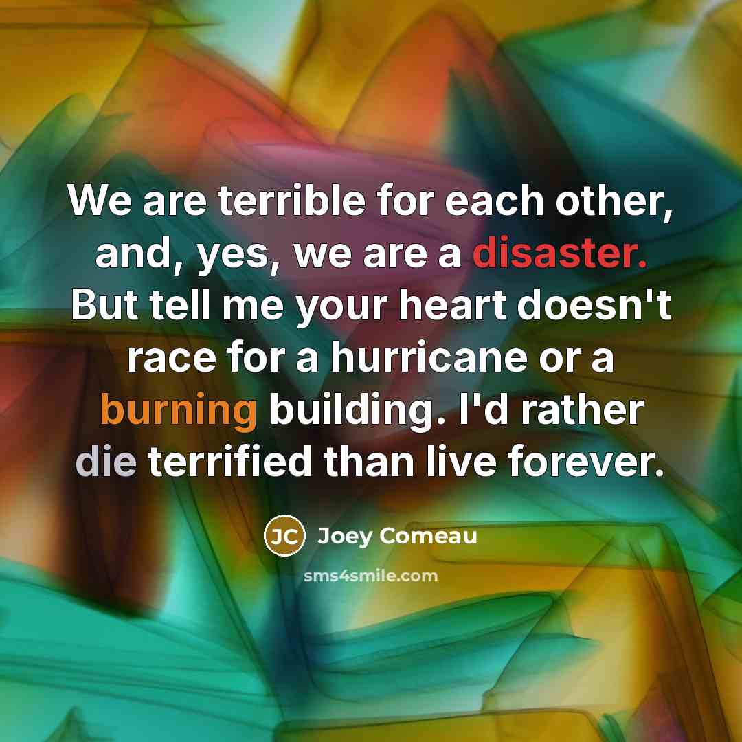 “We are terrible for each other, and, yes, we are…” quote by Joey Comeau