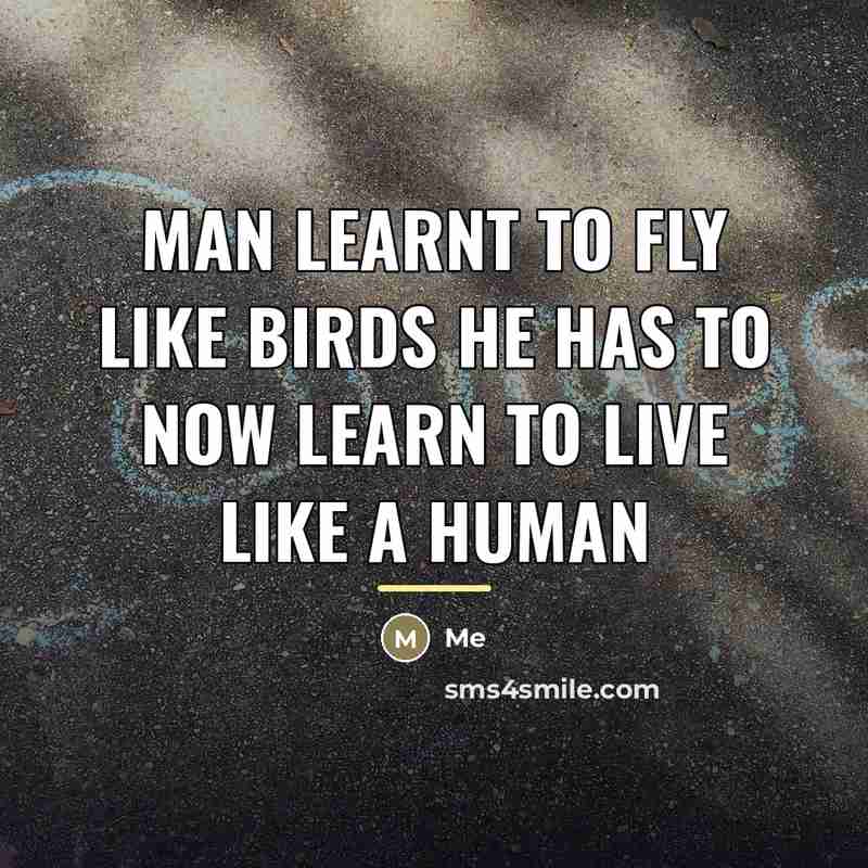 “Man learnt to fly like birds he has to now…” quote by Me