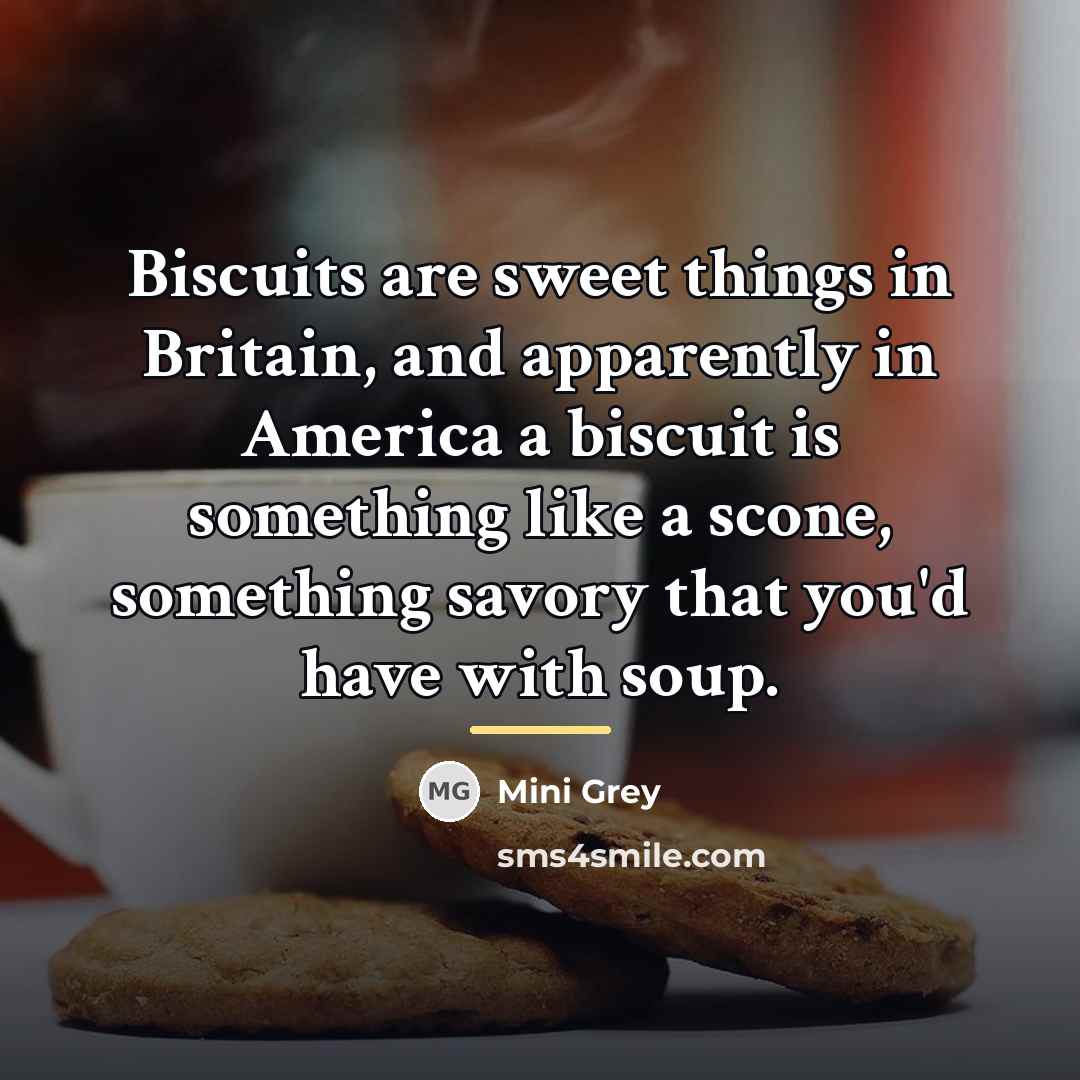 “Biscuits are sweet things in Britain, and apparently in America…” quote by Mini Grey