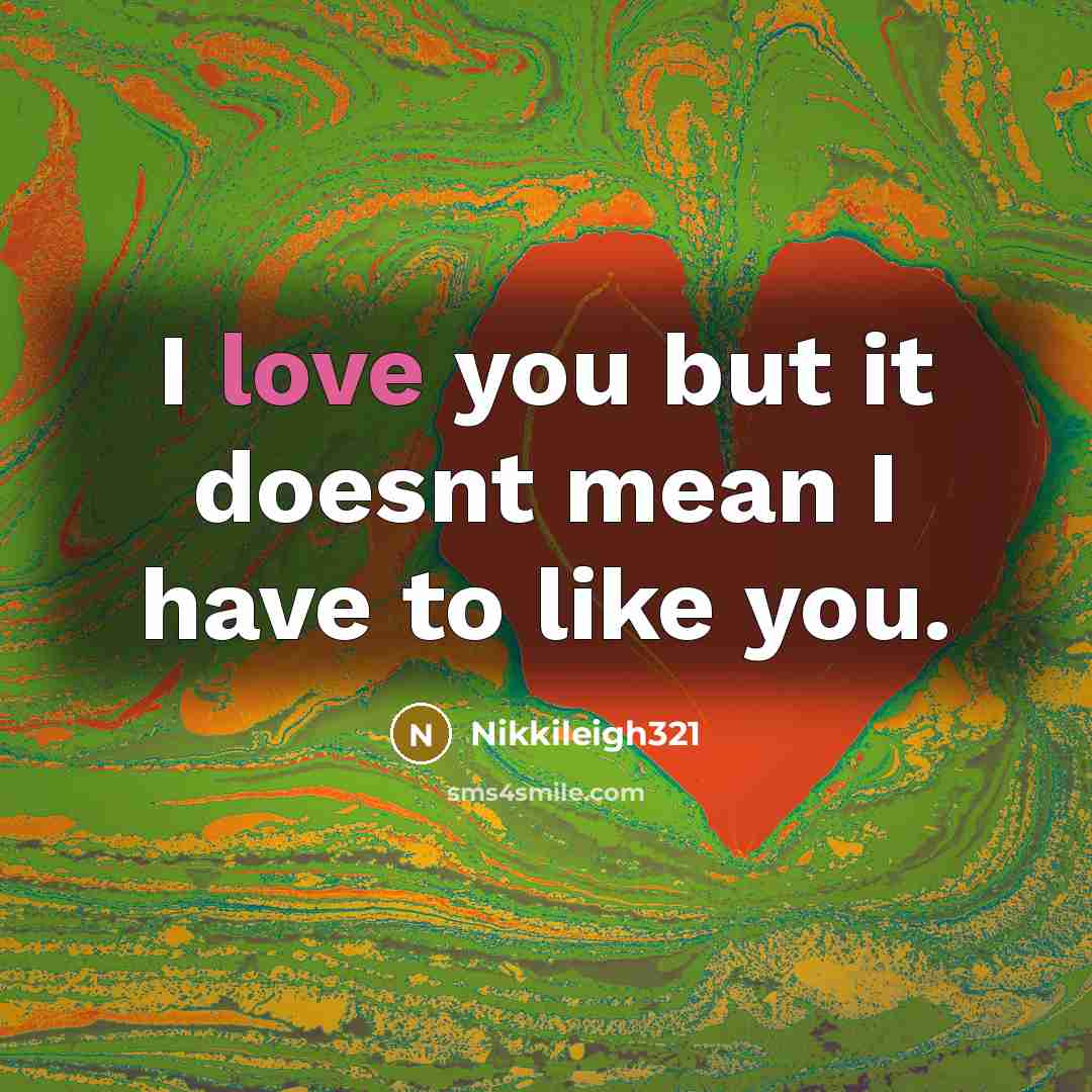 “I love you but it doesnt mean I have to…” quote by Nikkileigh321