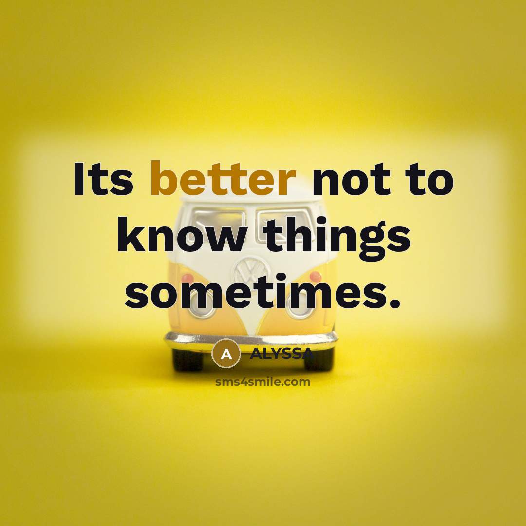 “Its better not to know things sometimes.” quote by ALYSSA