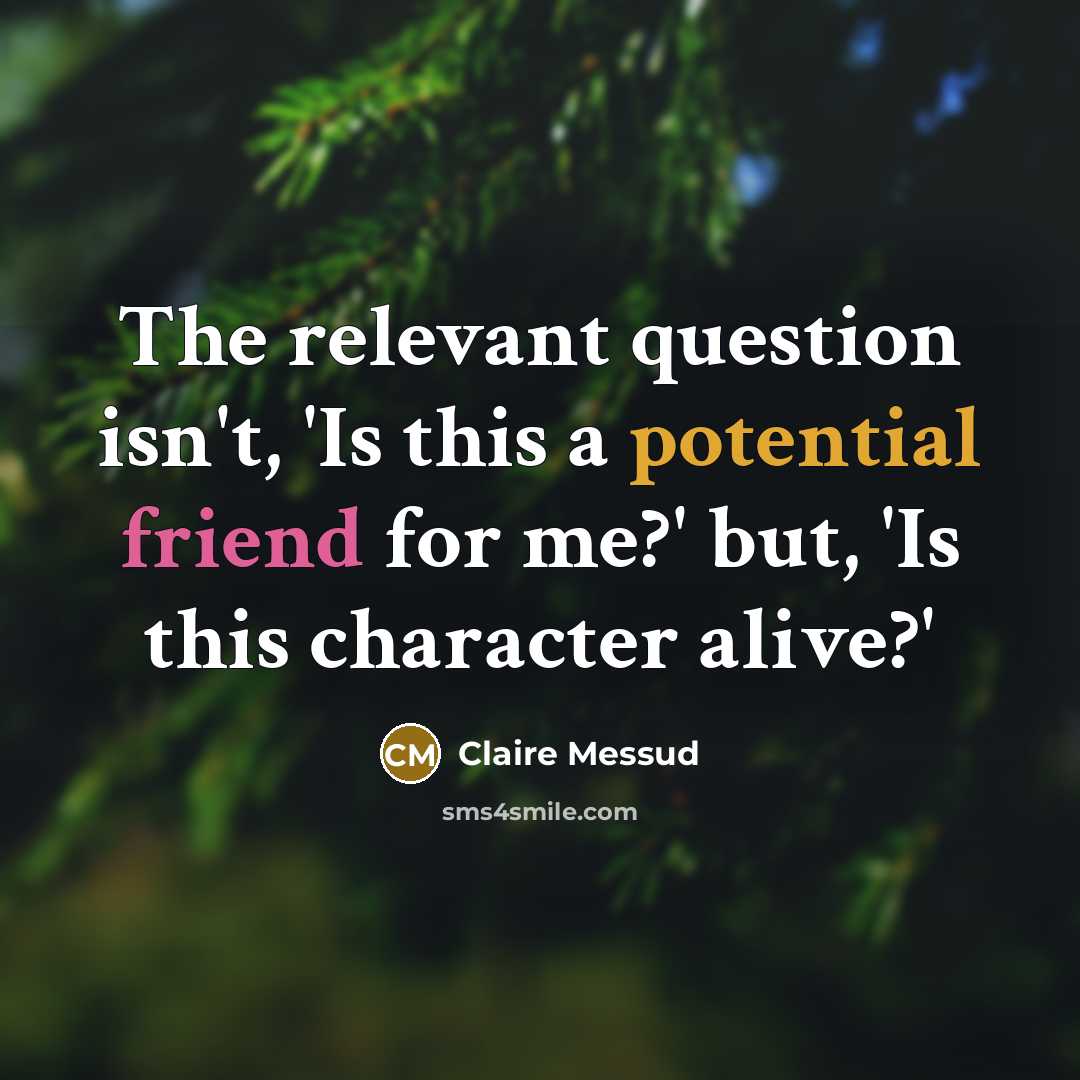 “The relevant question isn't, 'Is this a potential friend for…” quote by Claire Messud