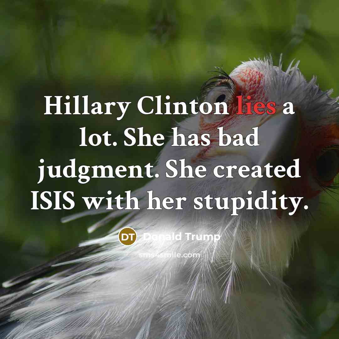 “Hillary Clinton lies a lot. She has bad judgment. She…” quote by Donald Trump