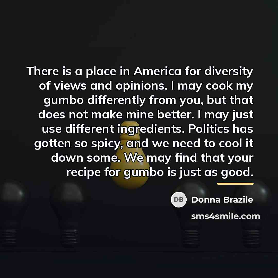 “There is a place in America for diversity of views…” quote by Donna Brazile