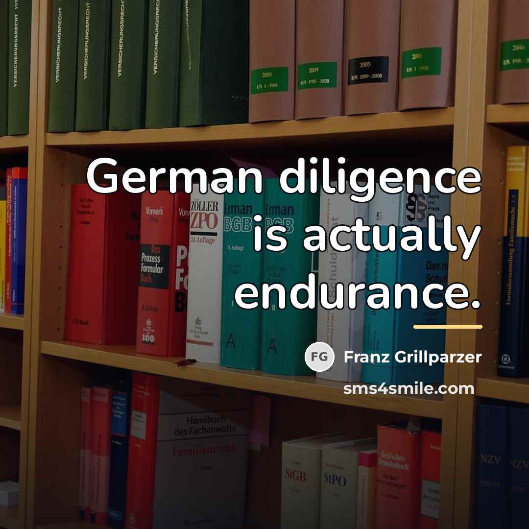 “German diligence is actually endurance.…” quote by Franz Grillparzer
