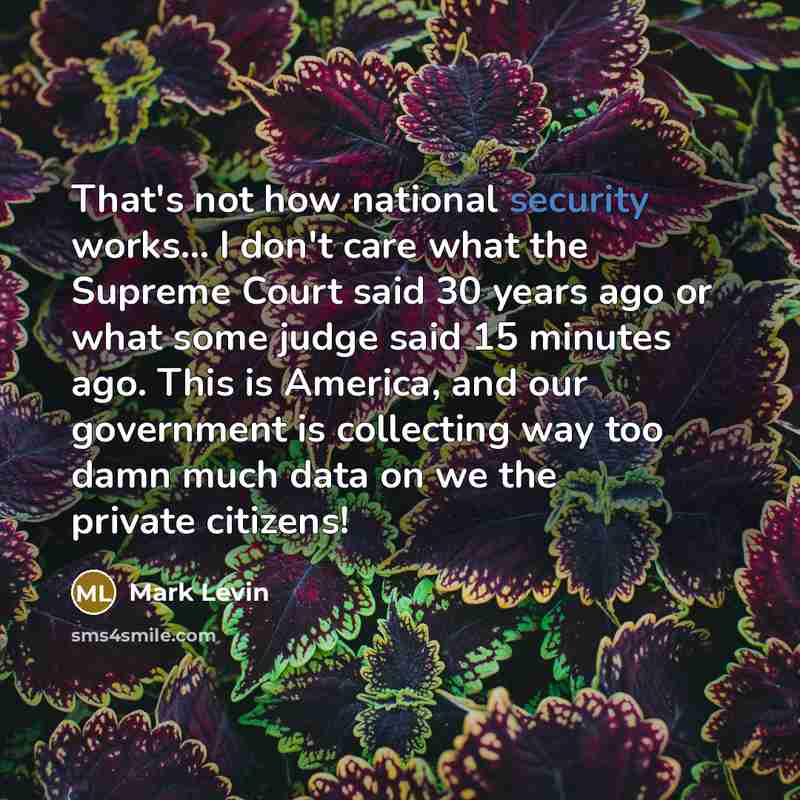 “That's not how national security works... I don't care what…” quote by Mark Levin