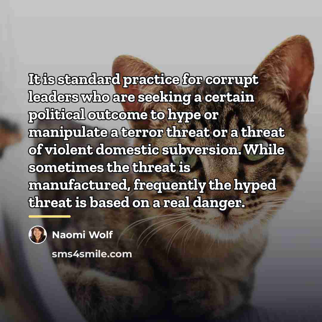 “It is standard practice for corrupt leaders who are seeking…” quote by Naomi Wolf
