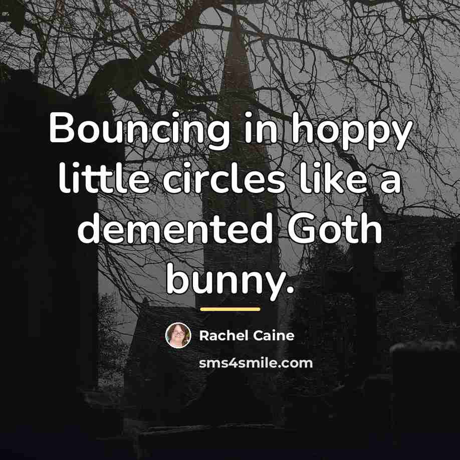 “Bouncing in hoppy little circles like a demented Goth bunny.…” quote by Rachel Caine