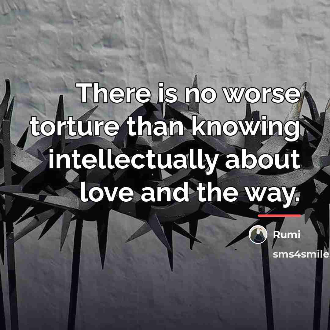 “There is no worse torture than knowing intellectually about love…” quote by Rumi