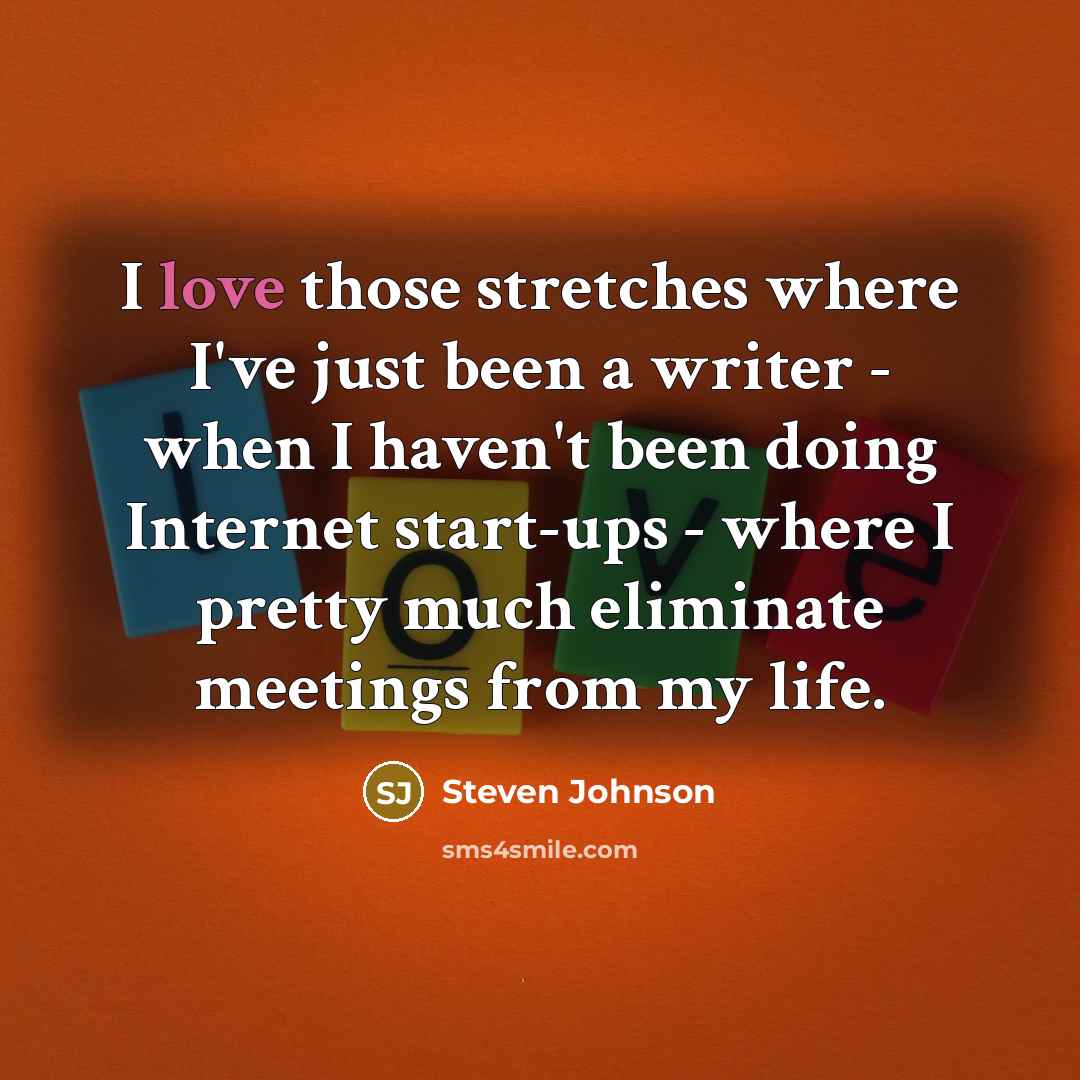 “I love those stretches where I've just been a writer…” quote by Steven Johnson