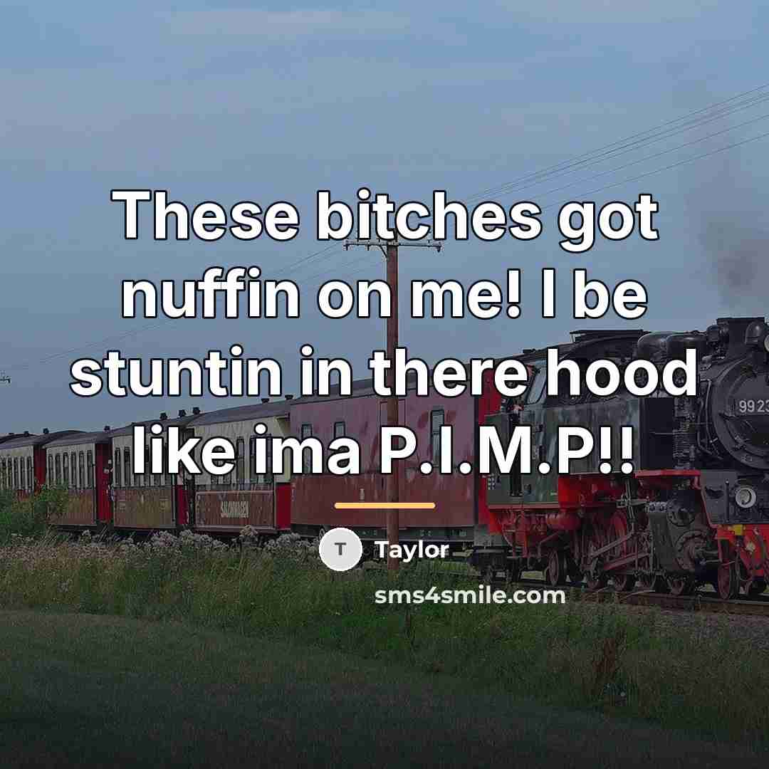 “These bitches got nuffin on me! I be stuntin in…” quote by Taylor