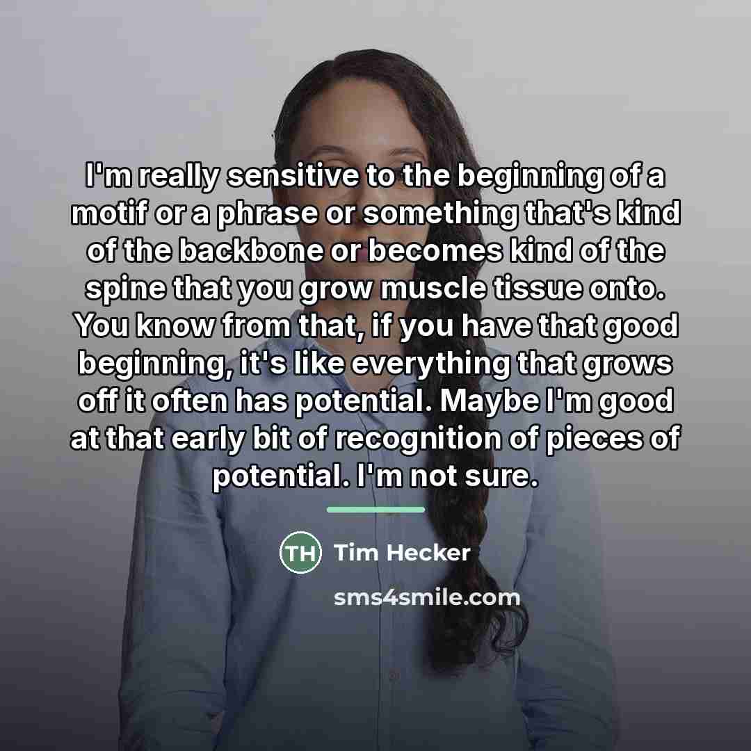 “I'm really sensitive to the beginning of a motif or…” quote by Tim Hecker