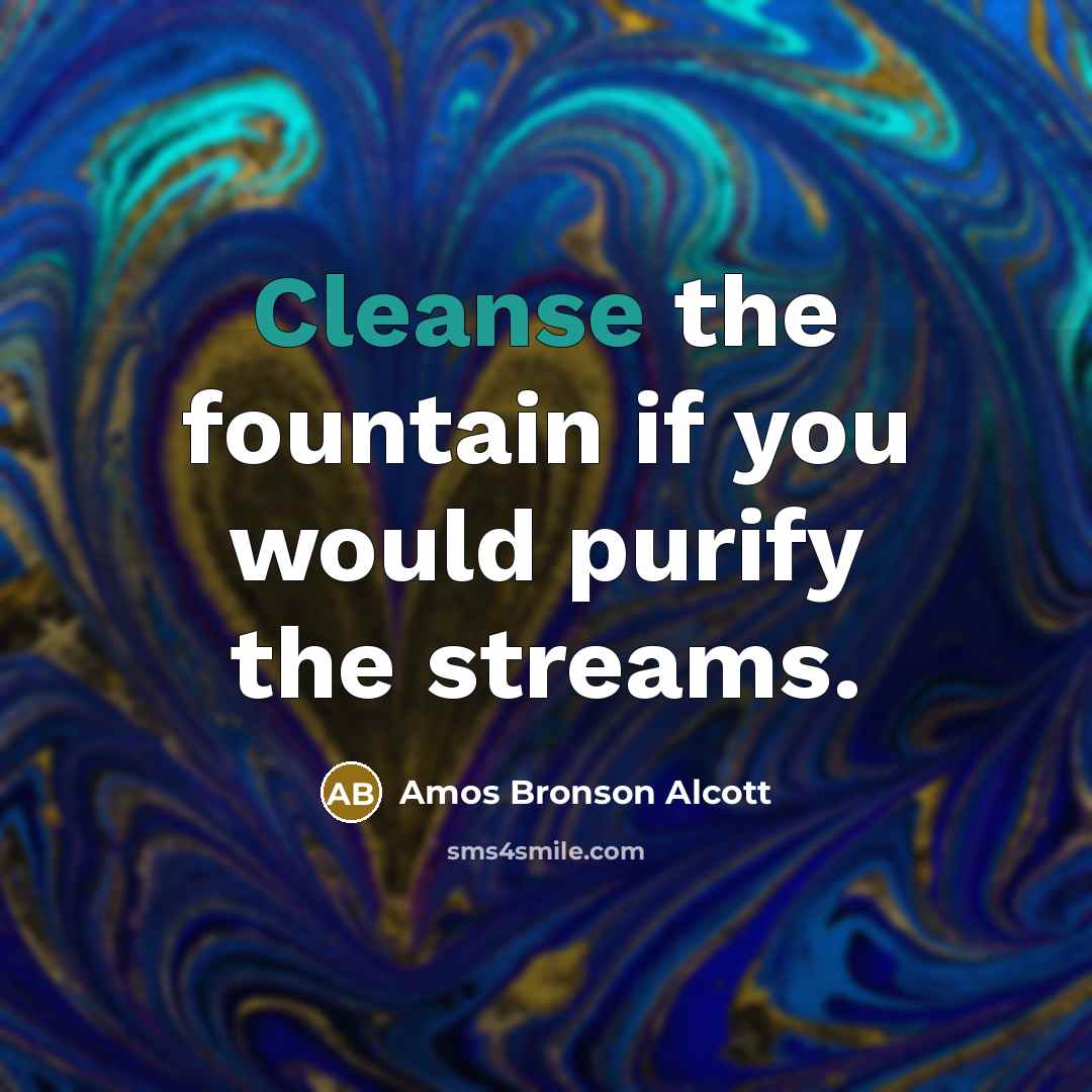 “Cleanse the fountain if you would purify the streams.…” quote by Amos Bronson Alcott