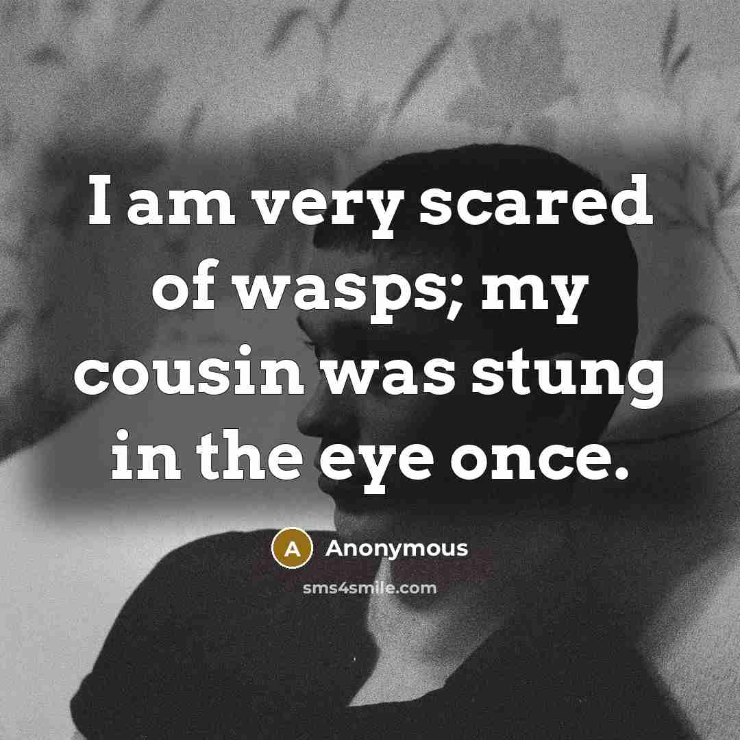 “I am very scared of wasps; my cousin was stung…” quote by Anonymous