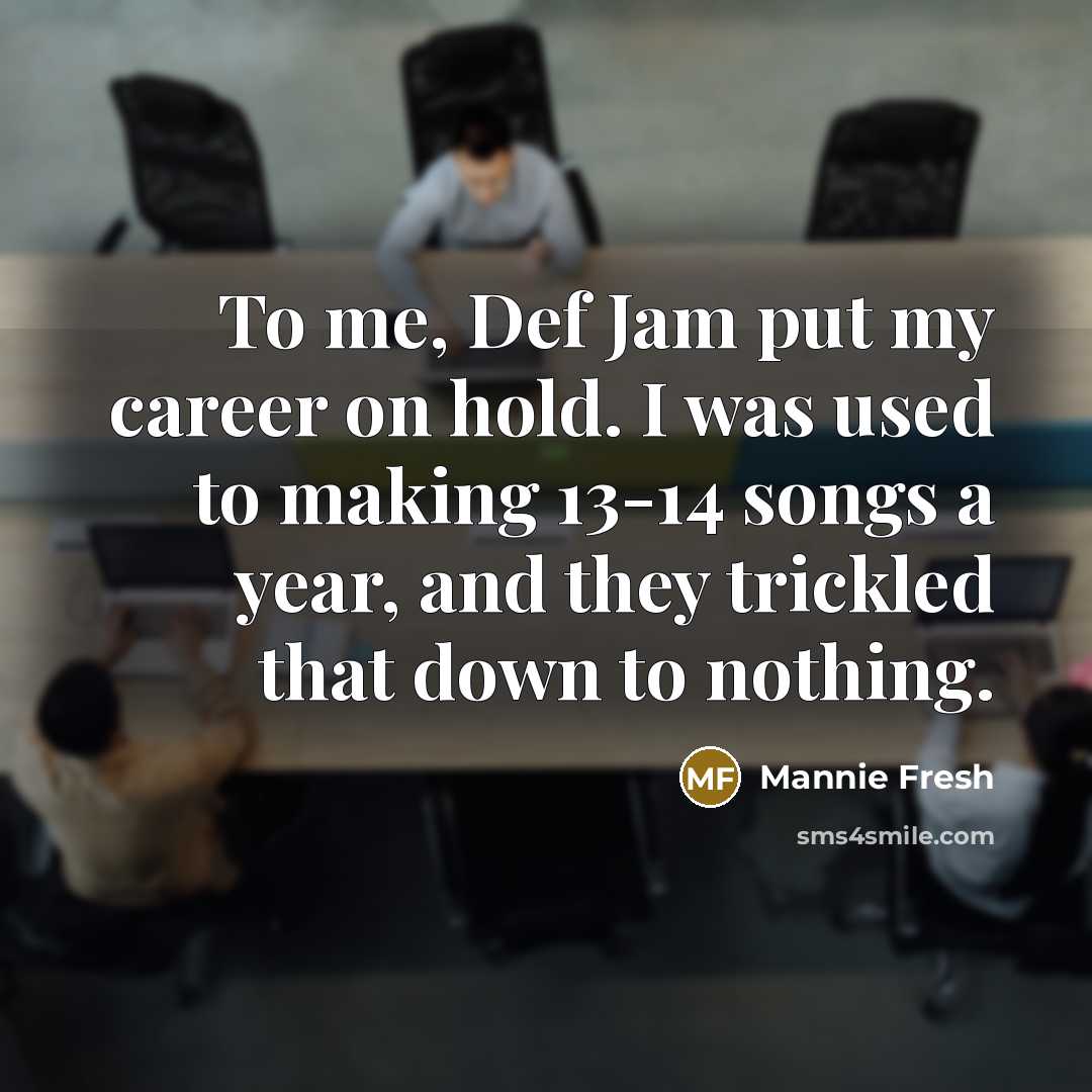 “To me, Def Jam put my career on hold. I…” quote by Mannie Fresh