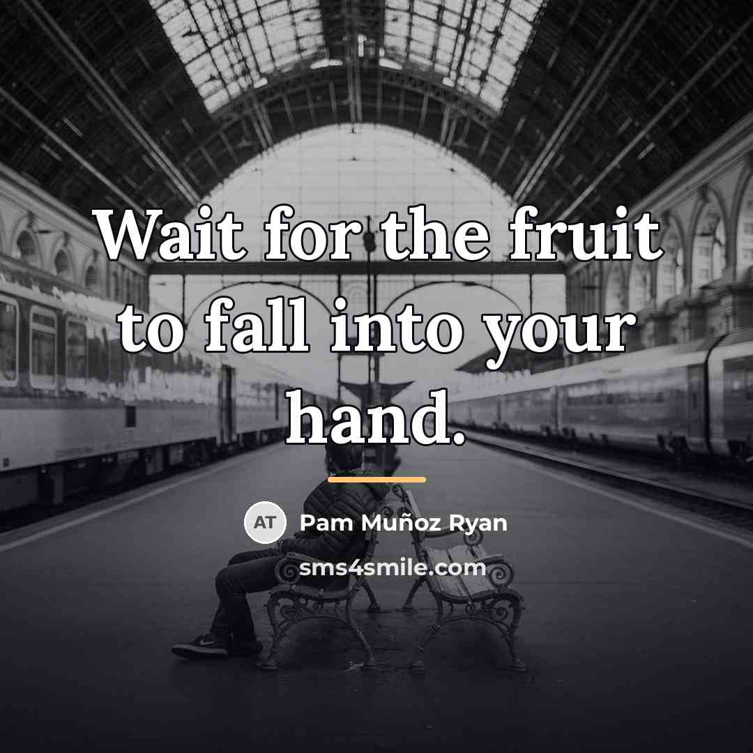 “Wait for the fruit to fall into your hand.…” quote by Pam Muñoz Ryan