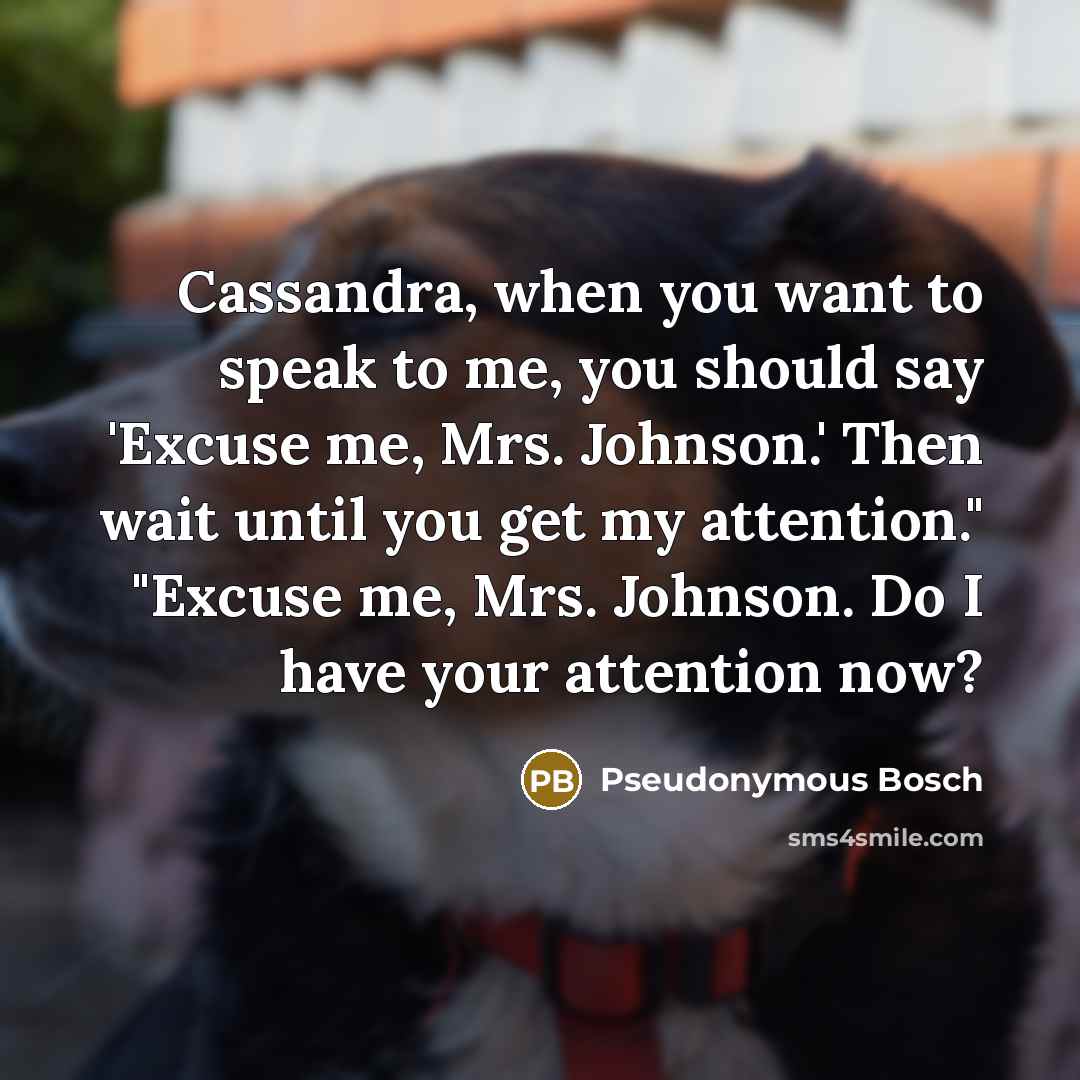 “Cassandra, when you want to speak to me, you should…” quote by Pseudonymous Bosch