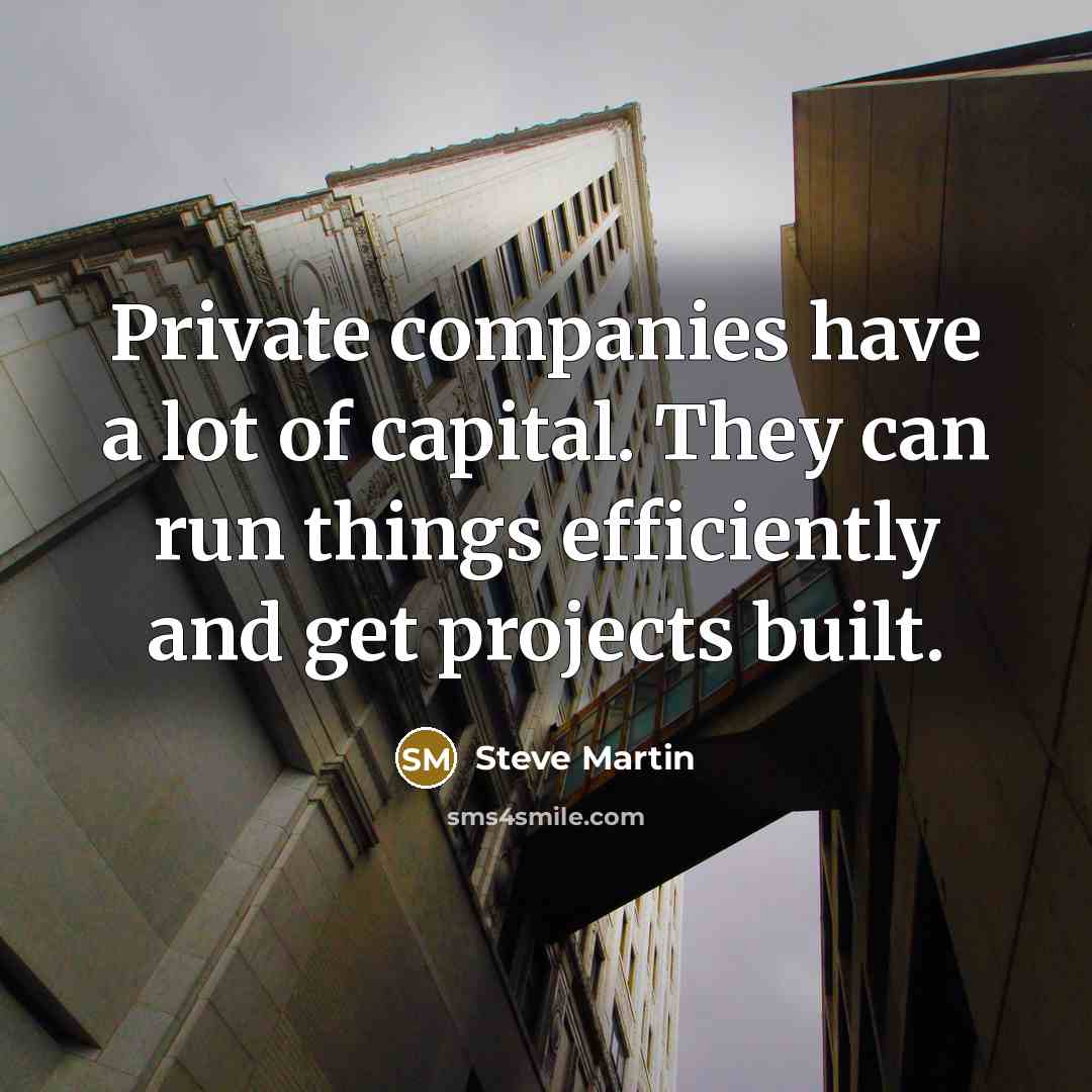 “Private companies have a lot of capital. They can run…” quote by Steve Martin