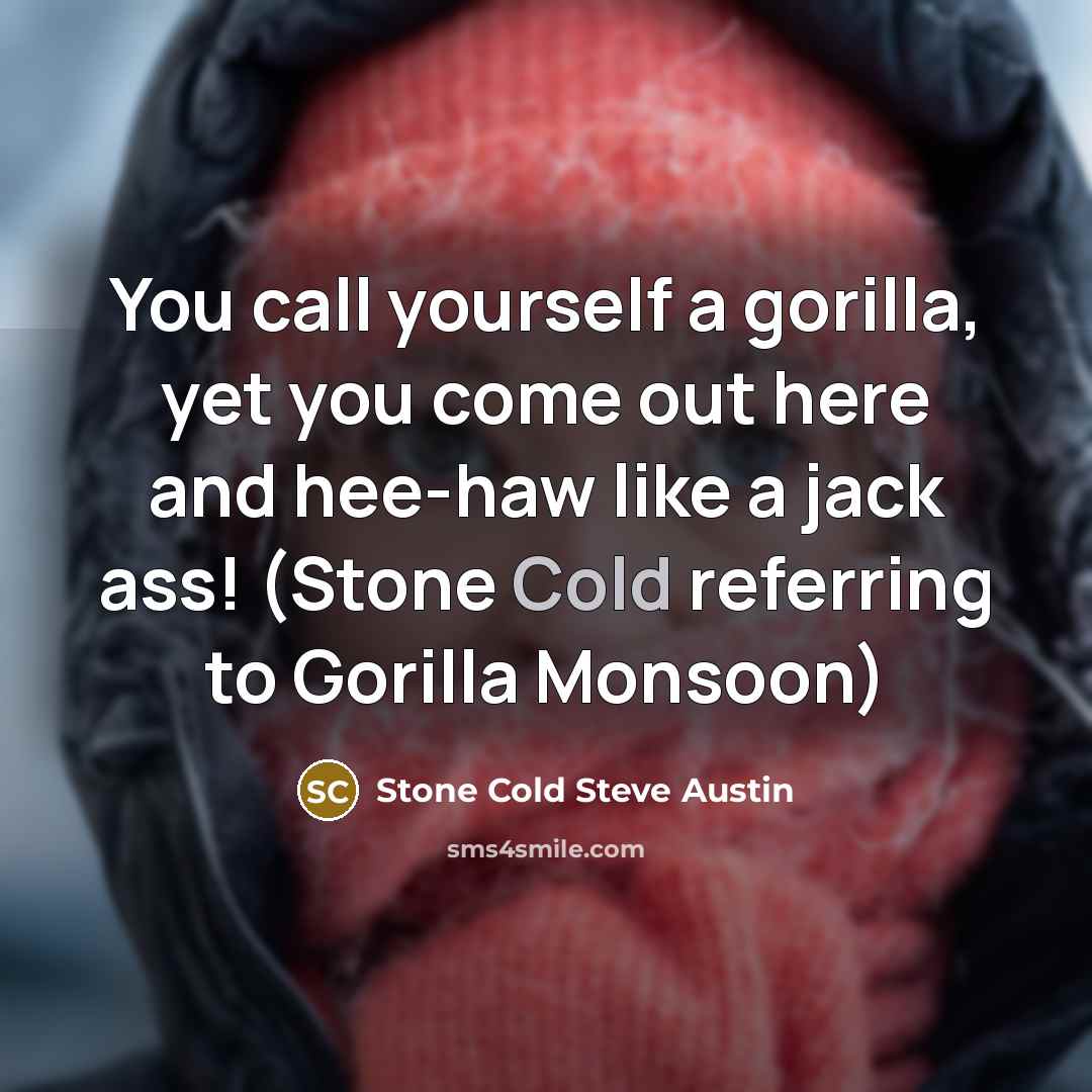 “You call yourself a gorilla, yet you come out here…” quote by Stone Cold Steve Austin