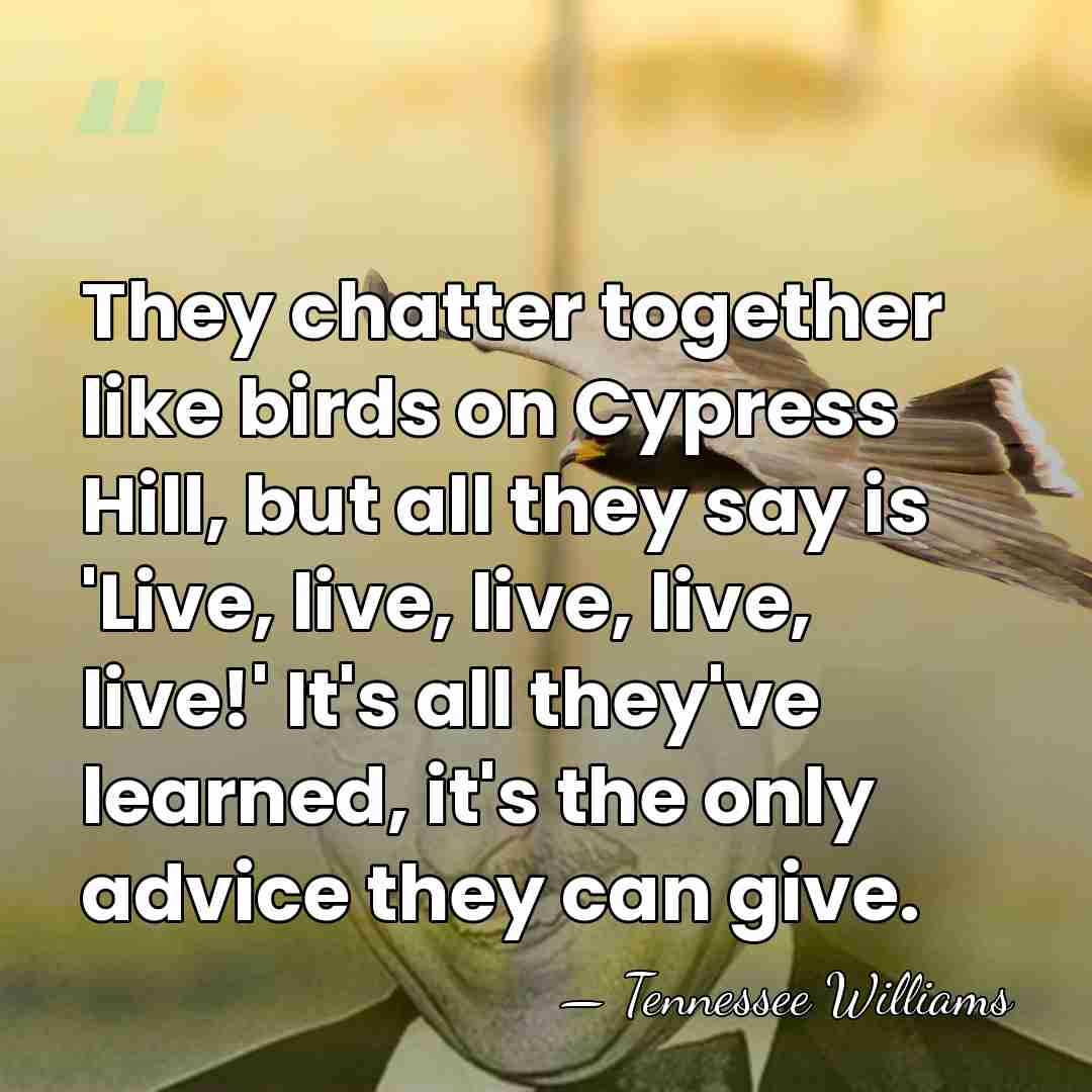 They chatter together like birds on Cypress Hill, but all they say&hellip; - Tennessee Williams