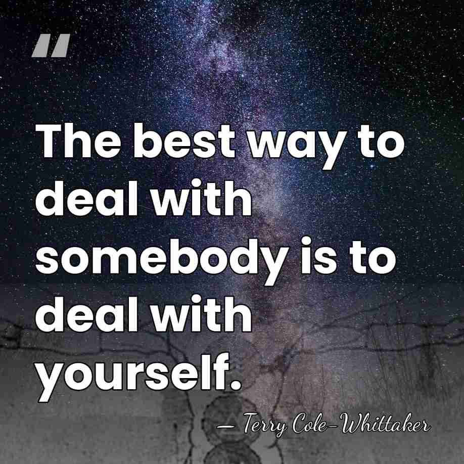 The best way to deal with somebody is to deal with yourself. - Terry Cole-Whittaker
