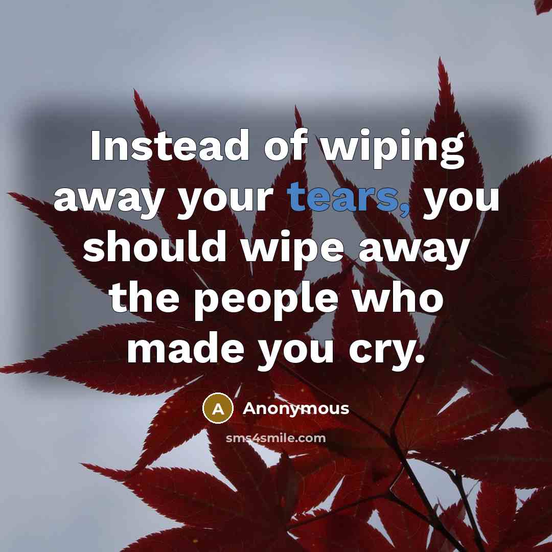 “Instead of wiping away your tears, you should wipe away…” quote by Anonymous