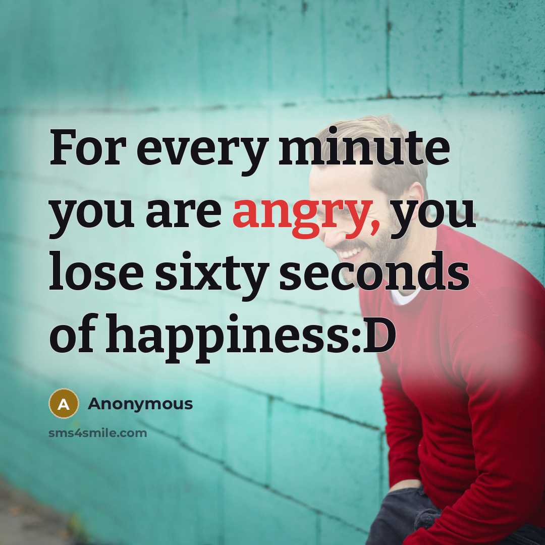 “For every minute you are angry, you lose sixty seconds…” quote by Anonymous