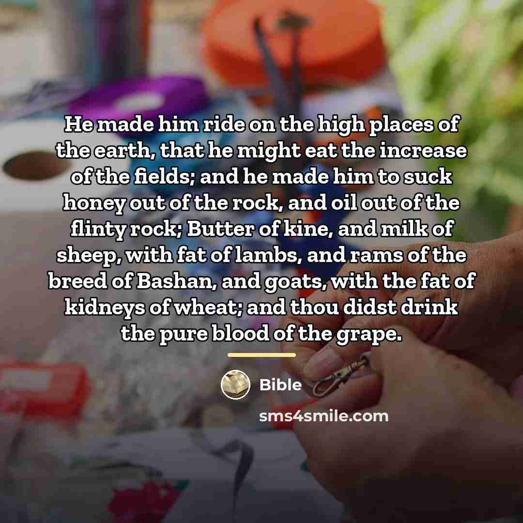 “He made him ride on the high places of the…” quote by Bible