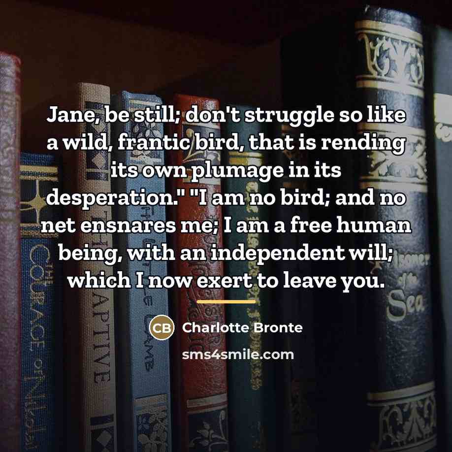 “Jane, be still; don't struggle so like a wild, frantic…” quote by Charlotte Bronte