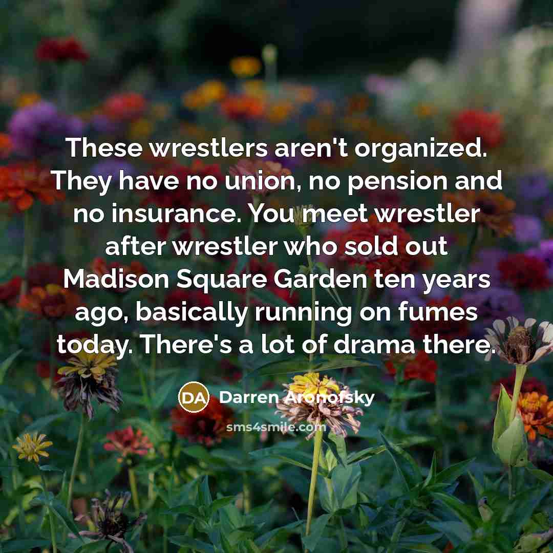 “These wrestlers aren't organized. They have no union, no pension…” quote by Darren Aronofsky