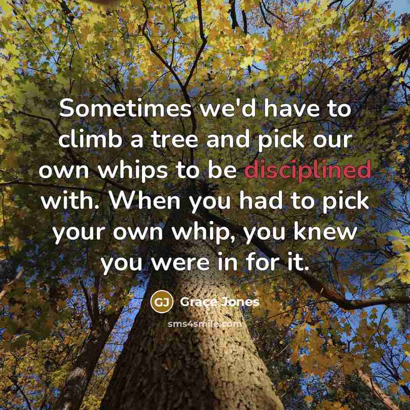 “Sometimes we'd have to climb a tree and pick our…” quote by Grace Jones