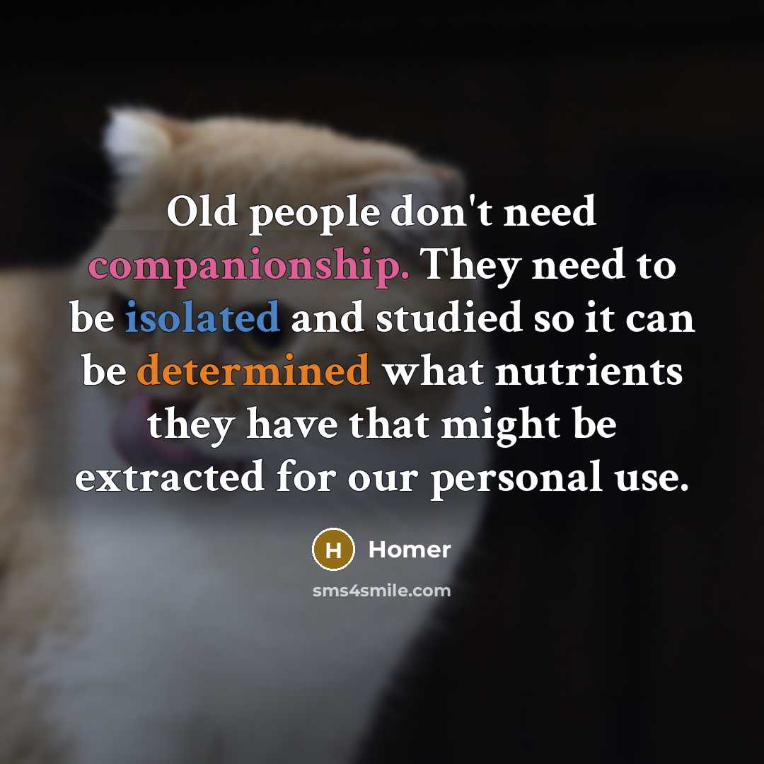 “Old people don't need companionship. They need to be isolated…” quote by Homer
