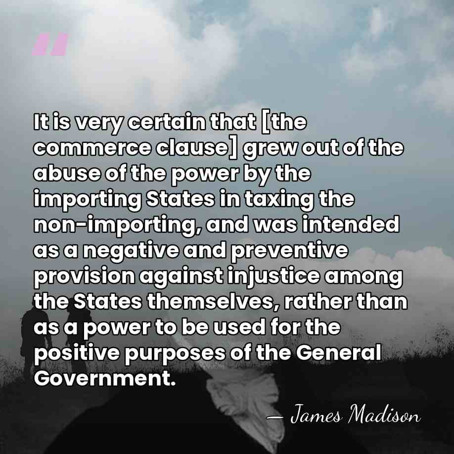 It is very certain that [the commerce clause] grew out of the&hellip; - James Madison