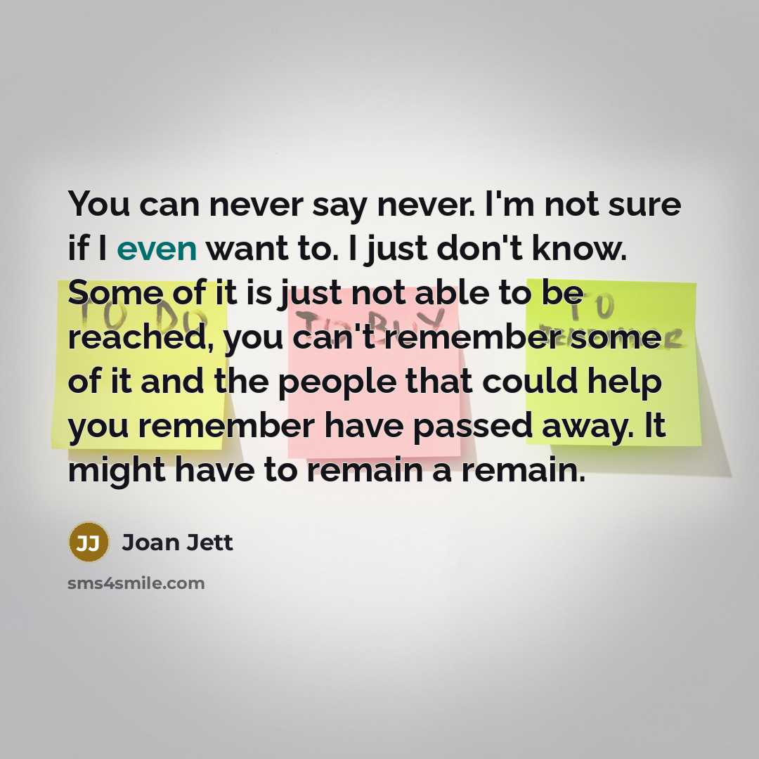 “You can never say never. I'm not sure if I…” quote by Joan Jett