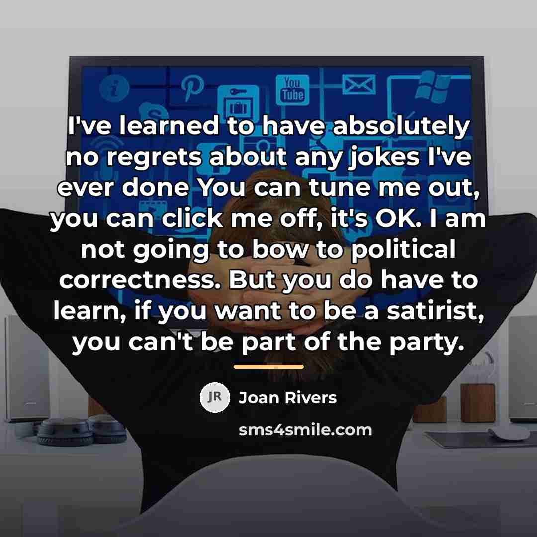 “I've learned to have absolutely no regrets about any jokes…” quote by Joan Rivers