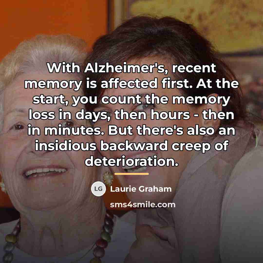 “With Alzheimer's, recent memory is affected first. At the start,…” quote by Laurie Graham