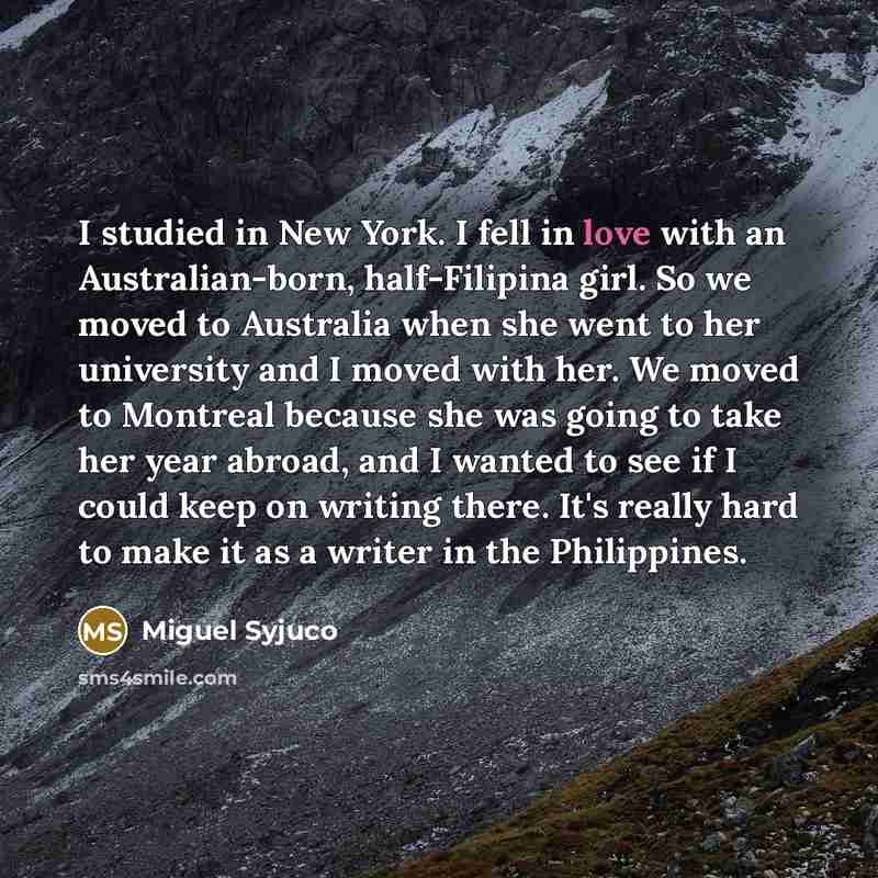 “I studied in New York. I fell in love with…” quote by Miguel Syjuco