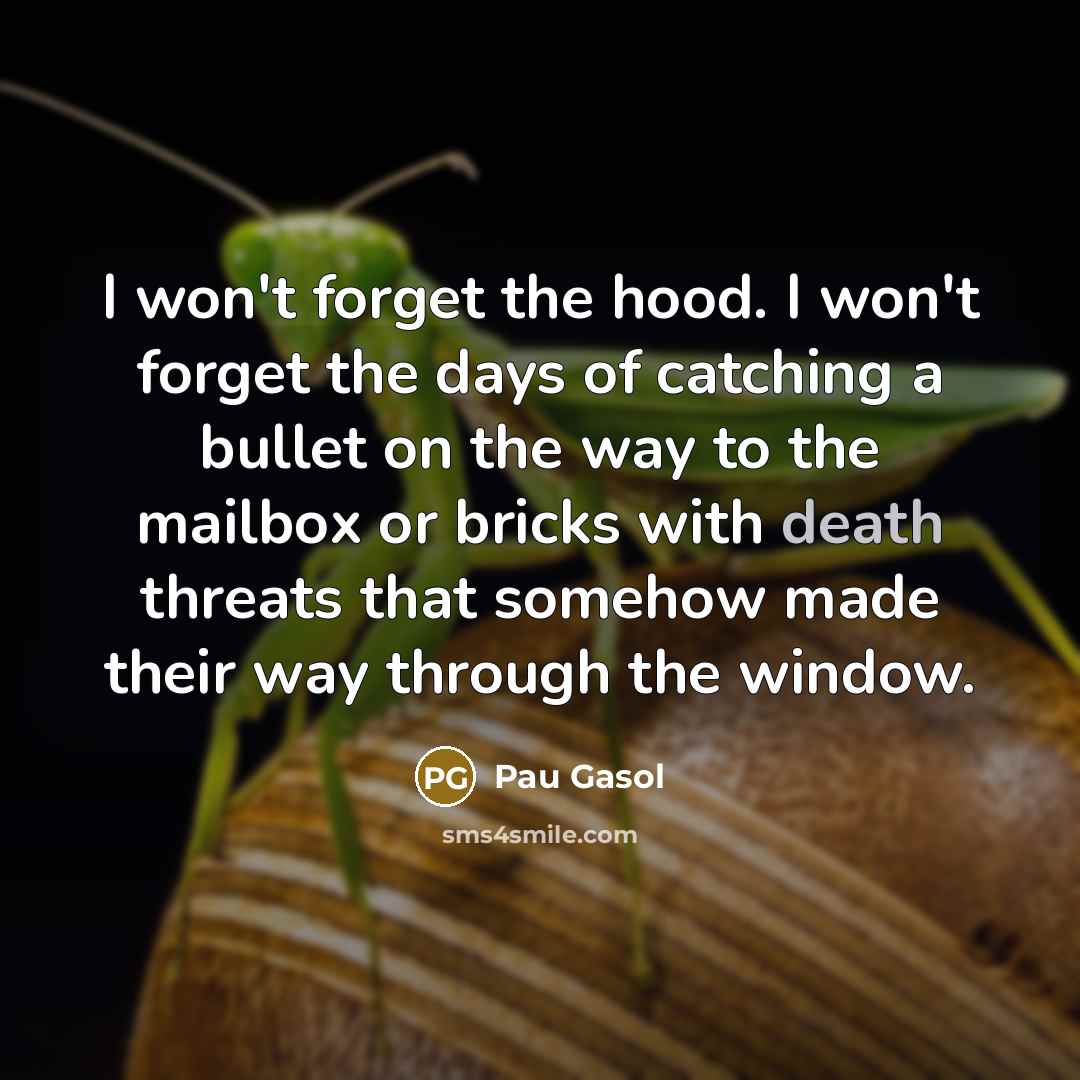 “I won't forget the hood. I won't forget the days…” quote by Pau Gasol