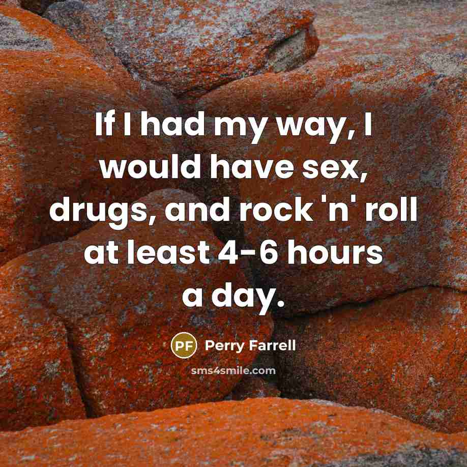 “If I had my way, I would have sex, drugs,…” quote by Perry Farrell