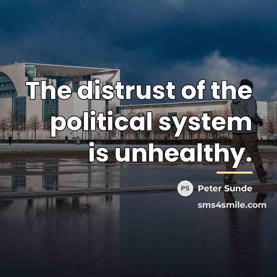 “The distrust of the political system is unhealthy.…” quote by Peter Sunde