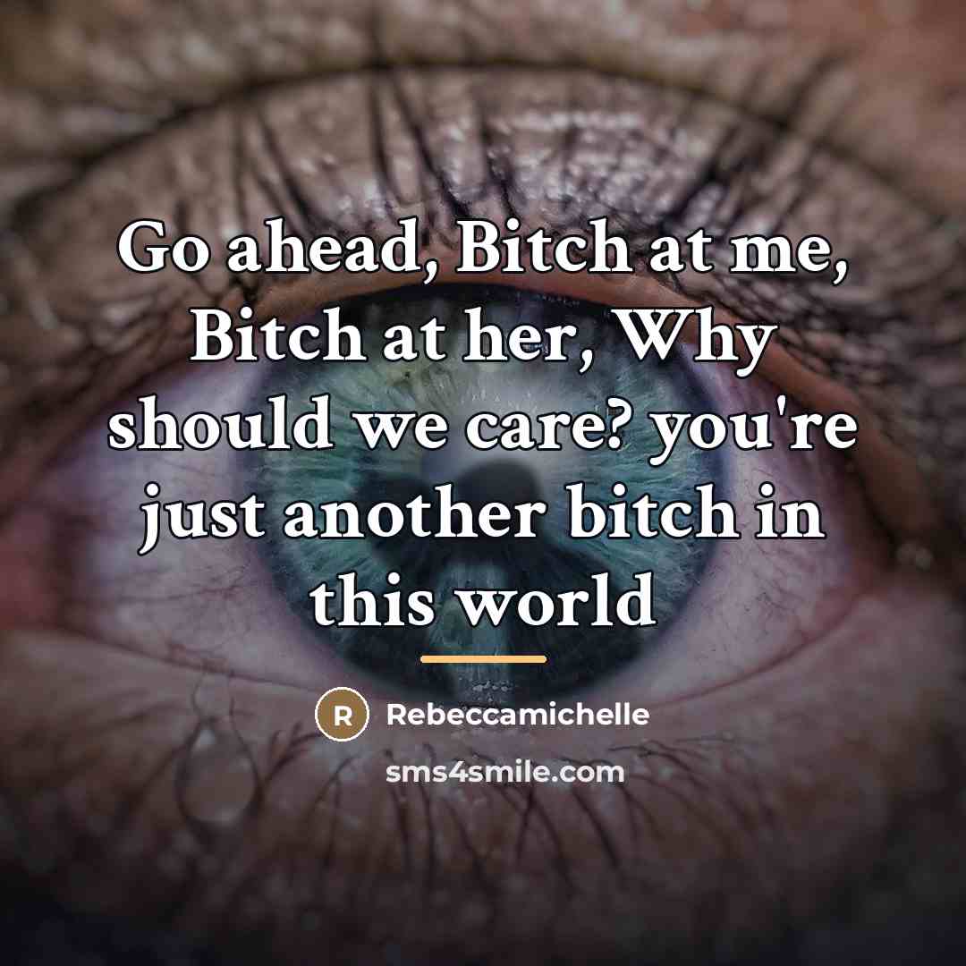 “Go ahead, Bitch at me, Bitch at her, Why should…” quote by Rebeccamichelle