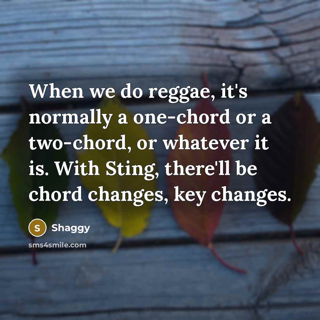 “When we do reggae, it's normally a one-chord or a…” quote by Shaggy