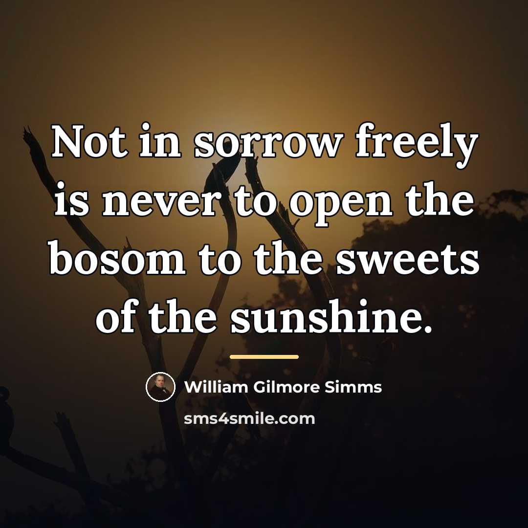 “Not in sorrow freely is never to open the bosom…” quote by William Gilmore Simms