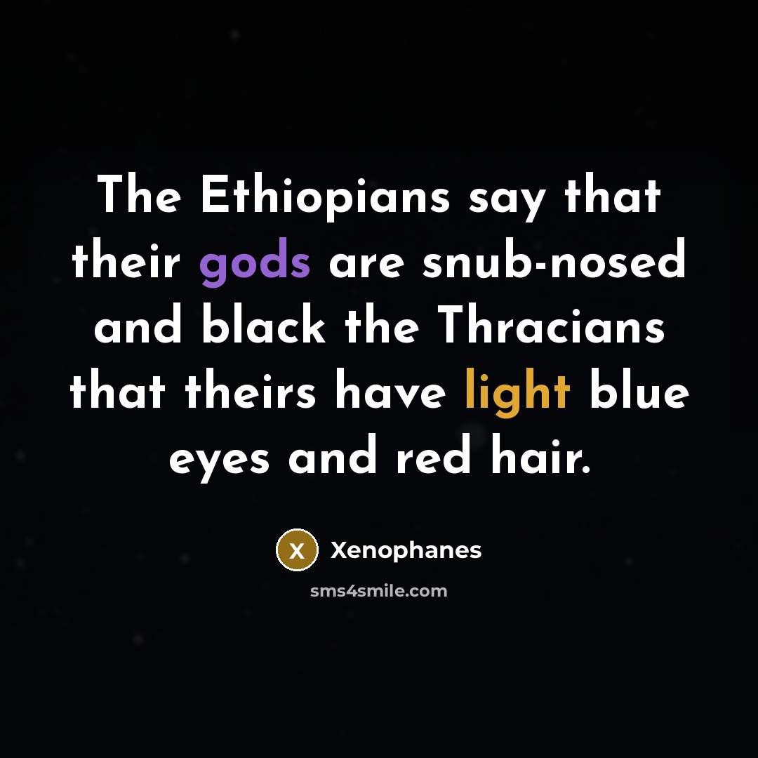“The Ethiopians say that their gods are snub-nosed and black…” quote by Xenophanes