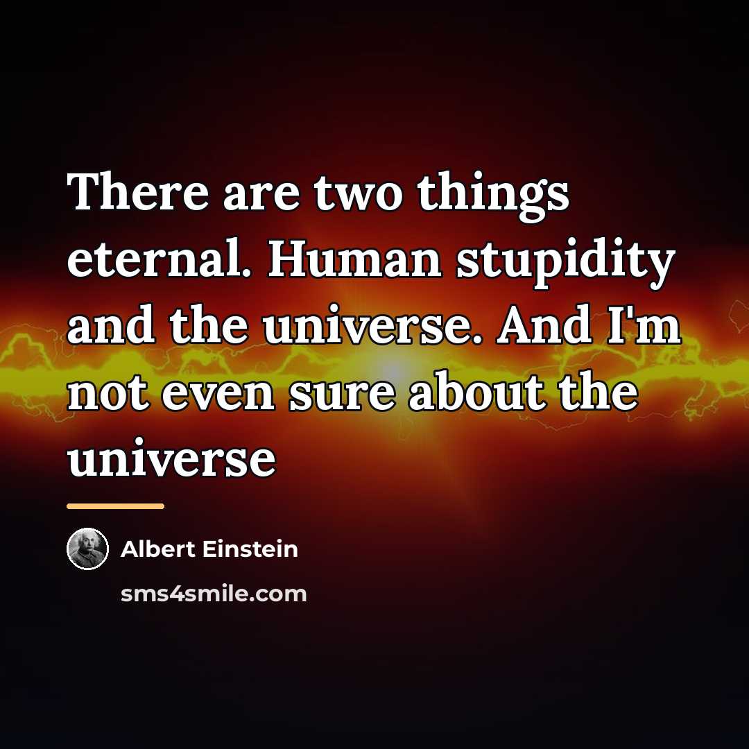 “There are two things eternal. Human stupidity and the universe.…” quote by Albert Einstein