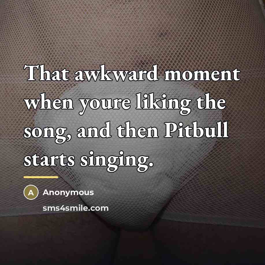 “That awkward moment when youre liking the song, and then…” quote by Anonymous