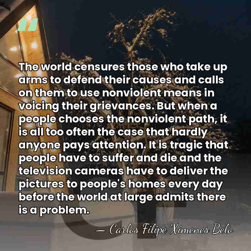 The world censures those who take up arms to defend their causes&hellip; - Carlos Filipe Ximenes Belo