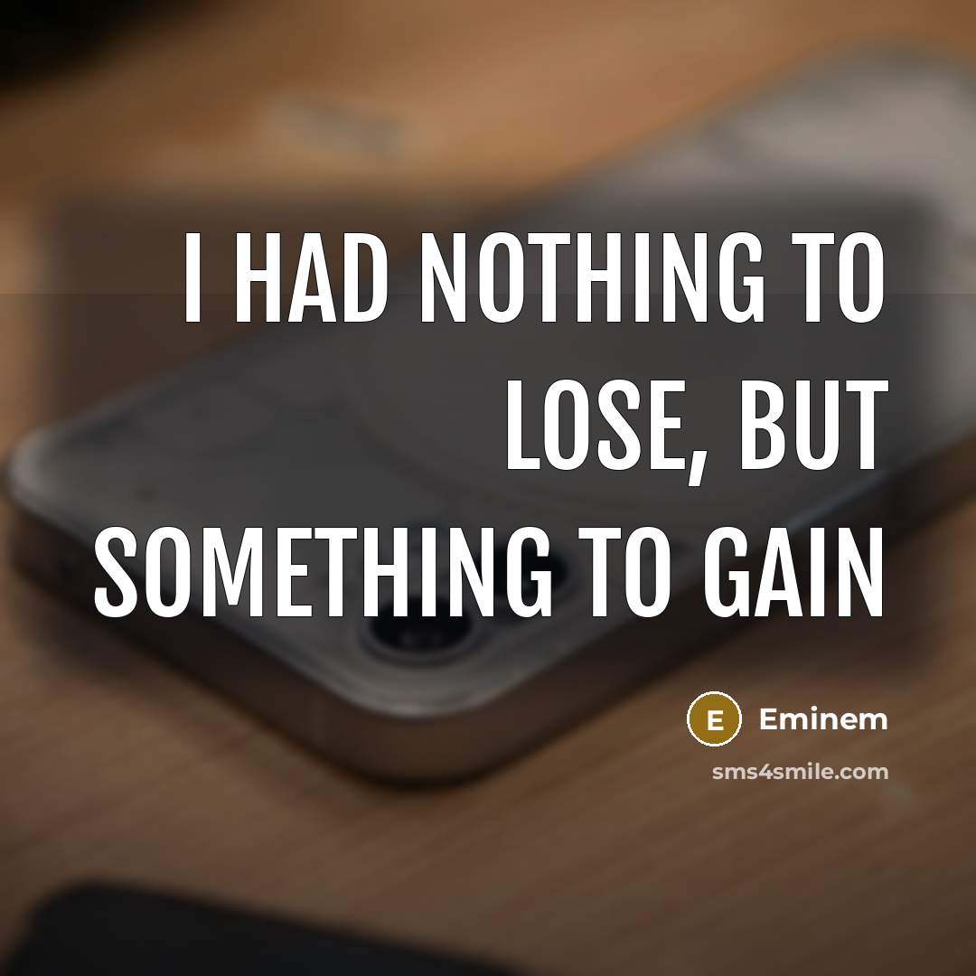 “I had nothing to lose, but something to gain” quote by Eminem